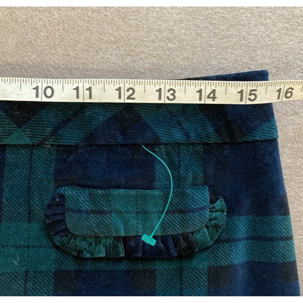 TALBOTS Blackwatch Tartan Plaid Velveteen A-Line Skirt Sz 6 Ruffle Trim Pockets - Picture 9 of 11